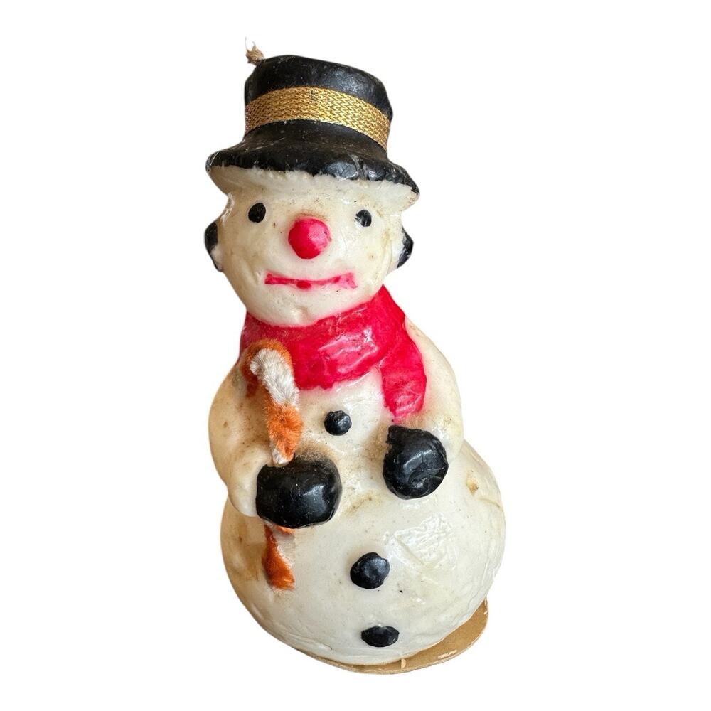 Vintage Candle Snowman Made In Japan Quirky 5” Tall Vintage Cond. Winter